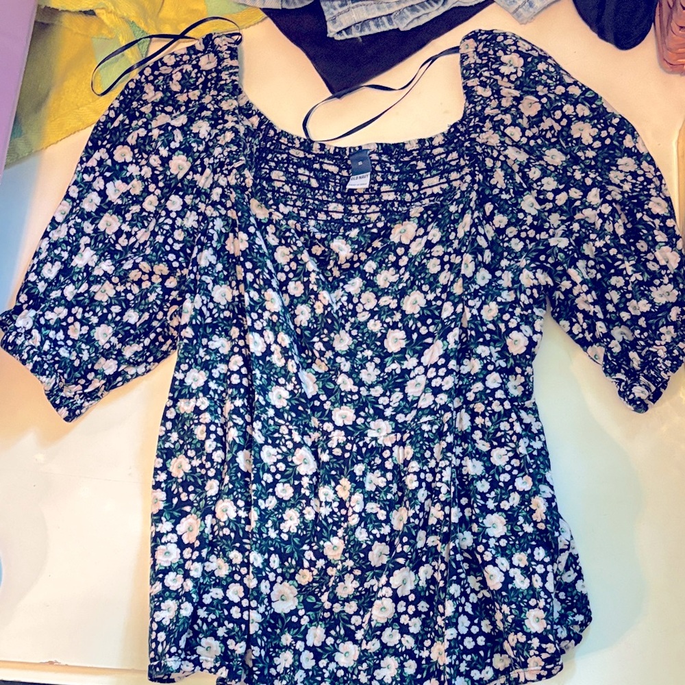 Old Navy Black Floral Blouse